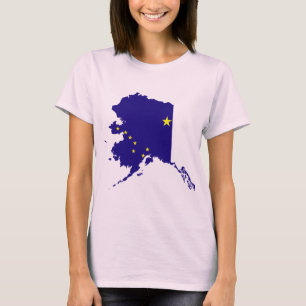 T-shirt Carte de drapeau de l'Alaska