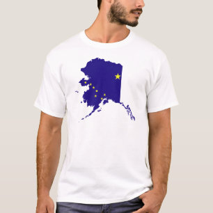 T-shirt Carte de drapeau de l'Alaska