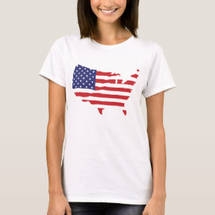 T-shirt Carte de drapeau des Etats-Unis