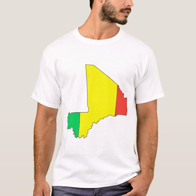 T-shirt Carte de drapeau du Mali (Devant)