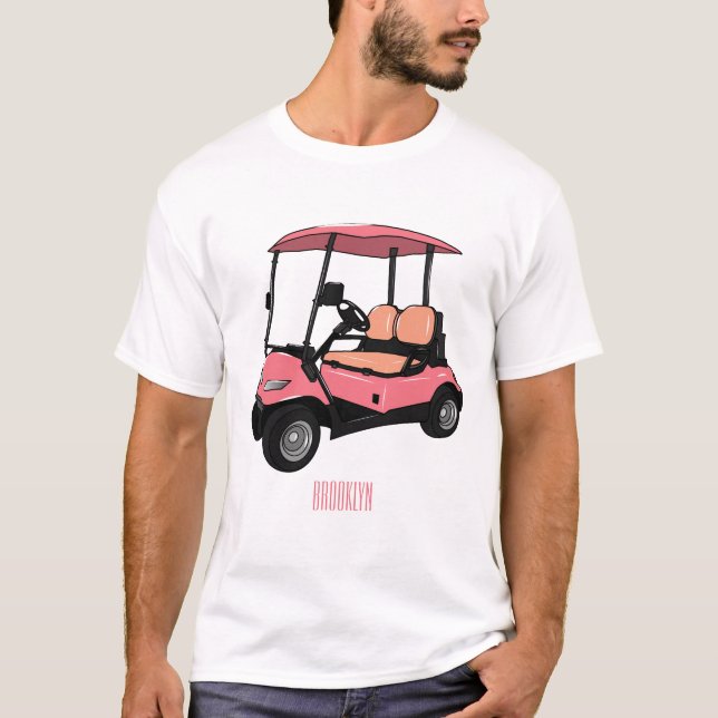 T-shirt Carte de golf / dessin animé en voiturette de golf (Devant)