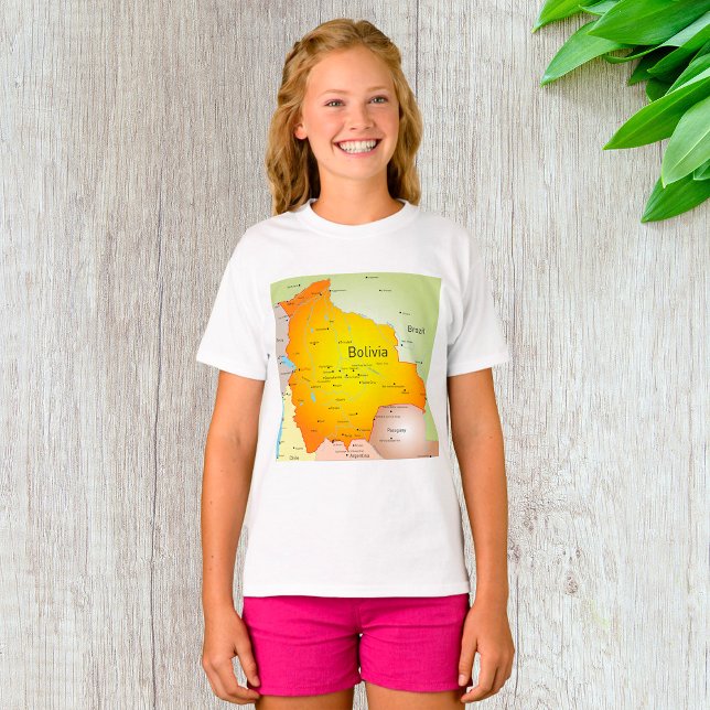T-shirt Carte de la Bolivie avec les villes et les frontiè (Créateur téléchargé)