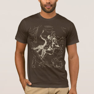 T-shirt Carte de la constellation Gemini par Hevelius 1690