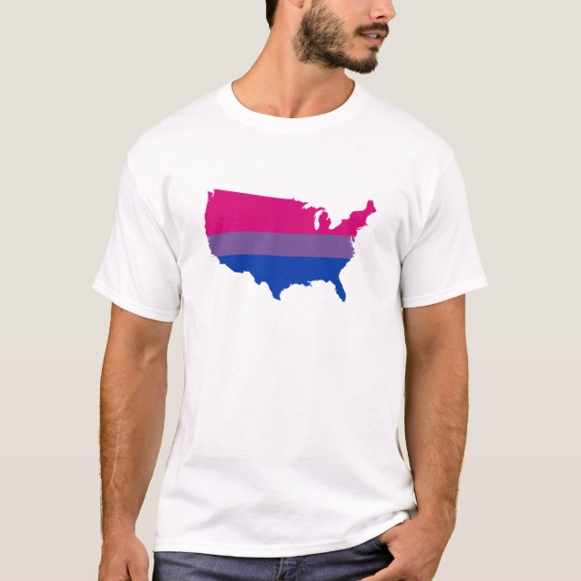 T-shirt Carte de la fierté de la bisexualité américaine T- (Devant)