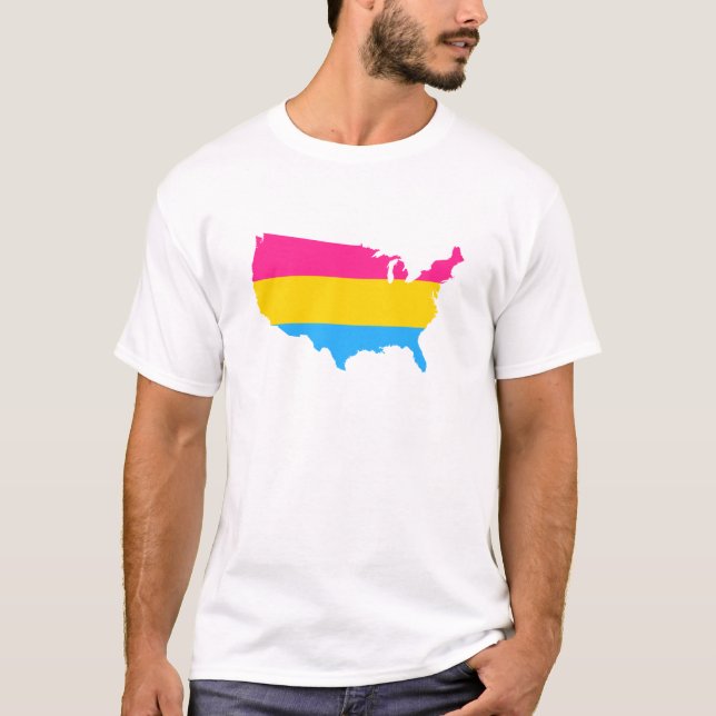 T-shirt Carte de la fierté de la pansexualité américaine T (Devant)