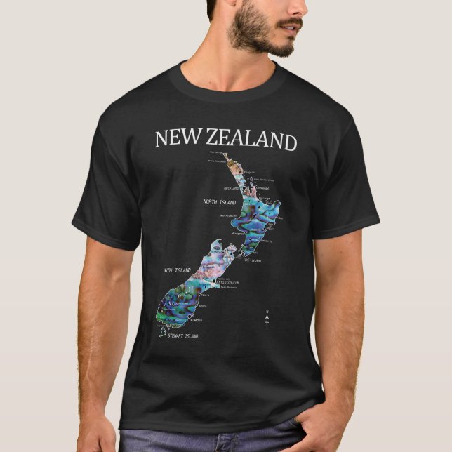T-SHIRT CARTE DE LA NOUVELLE ZÉLANDE KIWI (Devant)