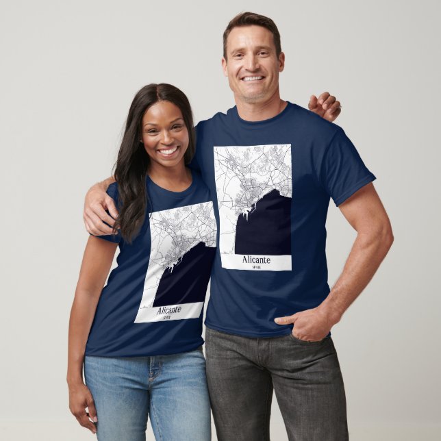 T-shirt Carte de la ville d'Alicante Espagne (Unisexe)