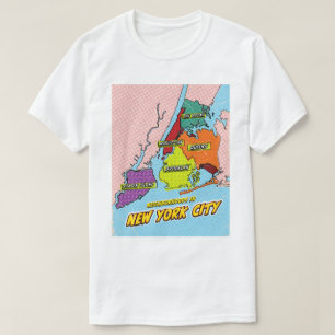 T-shirt Carte de la ville de New York illustrée par Pop Ar
