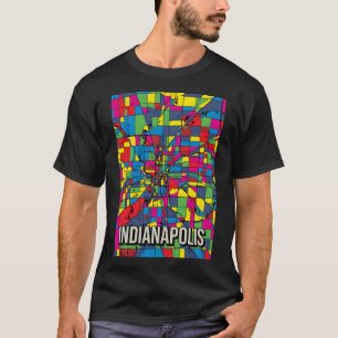 T-shirt Carte de la ville d'Indianapolis - Vibrant Pop col