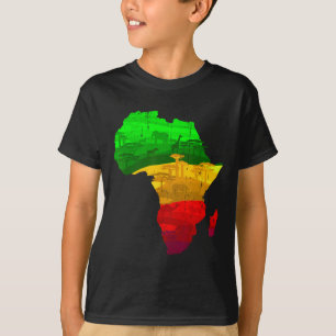 T-shirt Carte de l'Afrique Fière Vert Jaune Rouge Pride Ju
