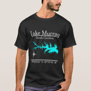 T-shirt Carte de Lake Murray en Caroline du Sud avec coord