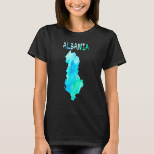 T-shirt Carte de l'Albanie isolée colorée en aquarelle