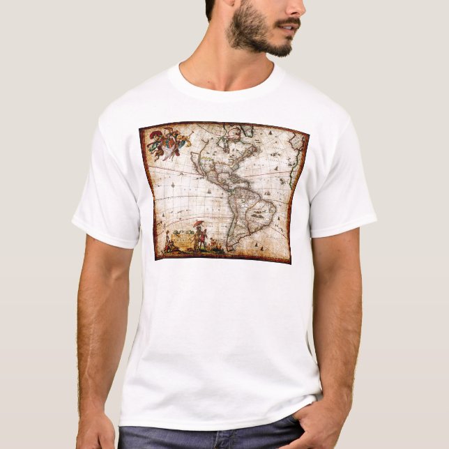 T-shirt Carte de l'Antique Amérique du Nord et du Sud (Devant)