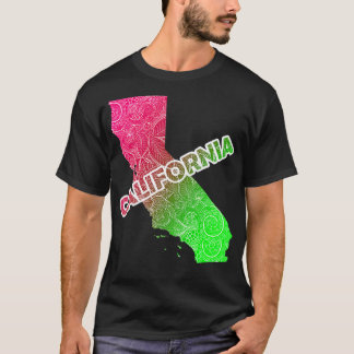 T-shirt Carte de l'art de mandala coloré Californie avec l