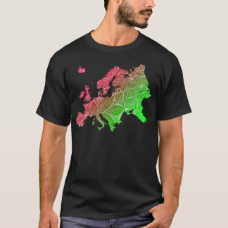T-shirt Carte de l'art de mandala coloré de l'Europe avec 