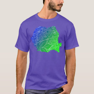 T-shirt Carte de l'art de mandala coloré de Roumanie avec