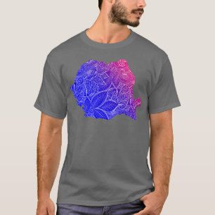 T-shirt Carte de l'art de mandala coloré de Roumanie avec 