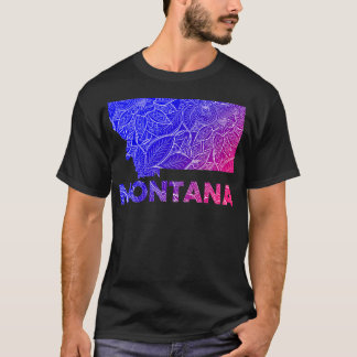 T-shirt Carte de l'art de mandala coloré du Montana avec l