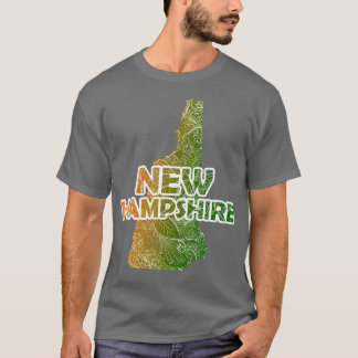 T-shirt Carte de l'art de mandala coloré du New Hampshire