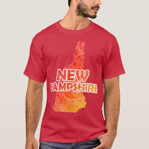 T-shirt Carte de l'art de mandala coloré du New Hampshire 
