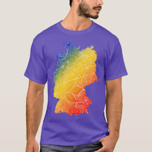 T-shirt Carte de l'art de mandala coloré en Allemagne avec