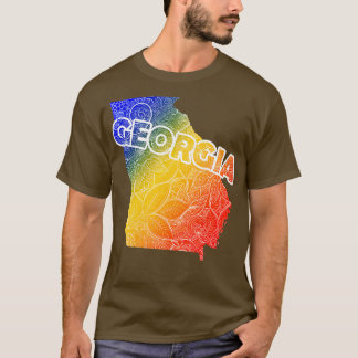 T-shirt Carte de l'art de mandala coloré en Géorgie avec l