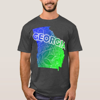 T-shirt Carte de l'art de mandala coloré en Géorgie avec l