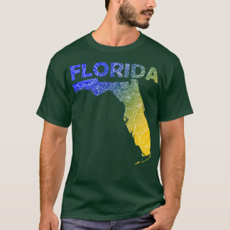 T-shirt Carte de l'art de mandala coloré Floride avec text