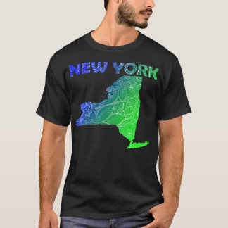 T-shirt Carte de l'art de mandala coloré New York avec tex