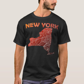 T-shirt Carte de l'art de mandala coloré New York avec tex