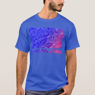 T-shirt Carte de l'art de mandala coloré Pennsylvanie avec