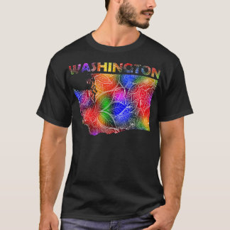 T-shirt Carte de l'art de mandala coloré Washington avec l