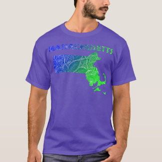 T-shirt Carte de l'art mandala coloré du Massachusetts ave
