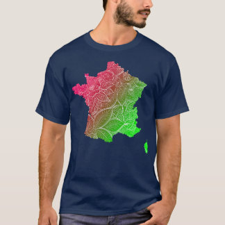 T-shirt Carte de l'art mandala coloré France avec texte en