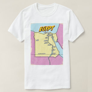 T-shirt Carte de l'Egypte illustrée par Pop Art