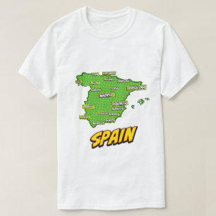 T-shirt Carte de l'Espagne illustrée par Pop Art
