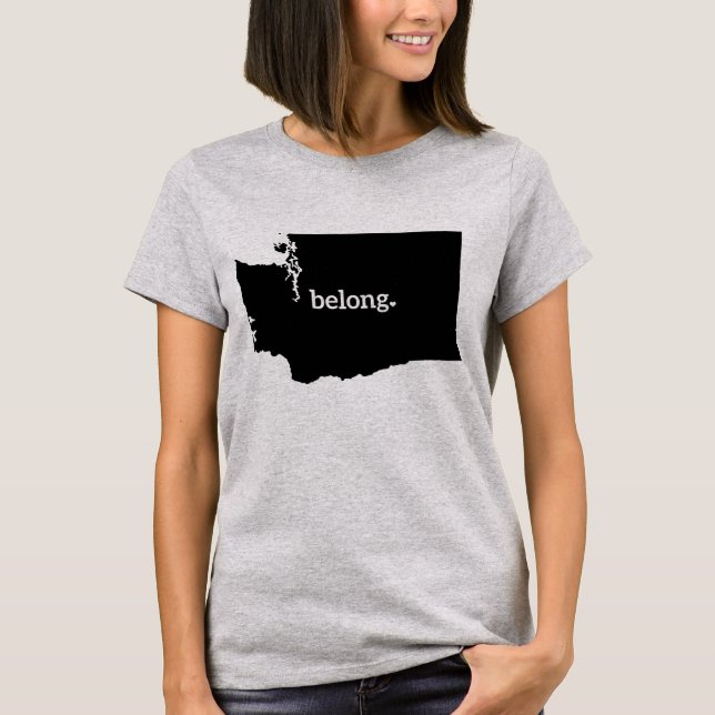T-shirt Carte de l'État de Belong Washington (Devant)