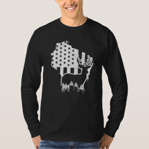 T-shirt Carte de l'État de chasse à l'élan du Wisconsin Dr