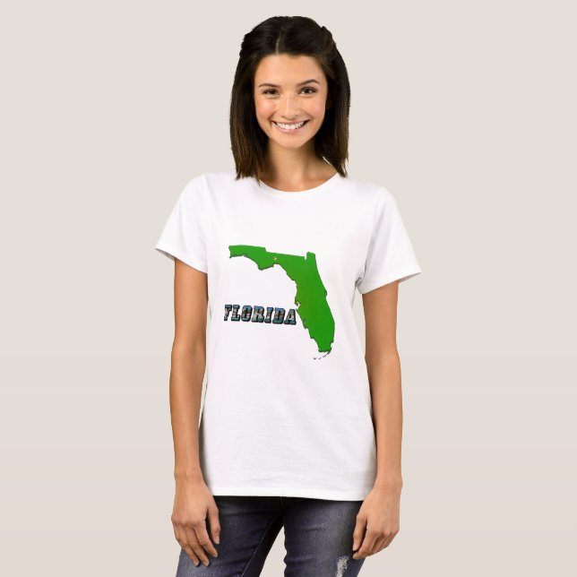 T-shirt Carte de l'État de Floride et femmes de texte (Devant entier)