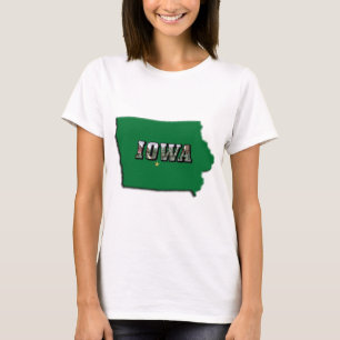 T-shirt Carte de l'État de l'Iowa Plan vert & Texte photo 