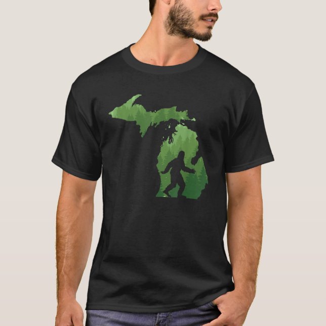 T-shirt Carte de l'état du Michigan Chemise Bigfoot Funny  (Devant)