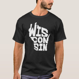 T-shirt Carte de l'état patriotique du Wisconsin forme du 