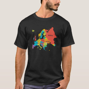 T-shirt Carte de l'Europe avec les noms de pays Géographi