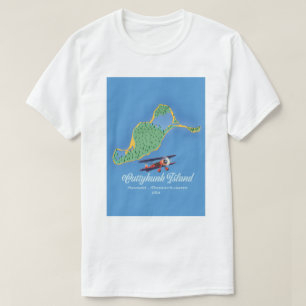 T-shirt Carte de l'île de Cuttyhunk Gosnold, Massachusett