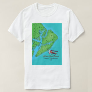 T-shirt Carte de l'île de Hilton Head en Caroline du Sud