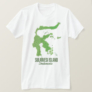T-shirt Carte de l'île de Sulawesi Indonésie
