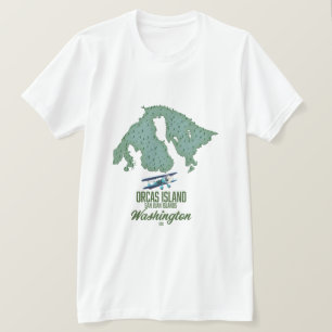 T-shirt Carte de l'île des Orques, Washington, États-Unis