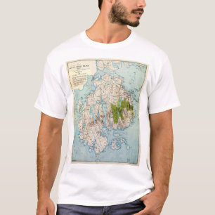 T-shirt Carte de l'Île déserte de bâti, Maine (1917)