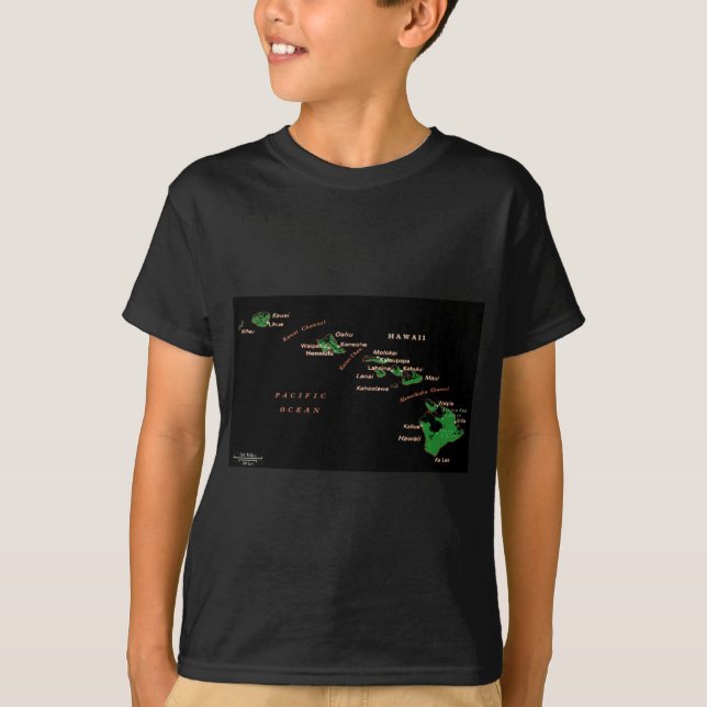 T-shirt Carte de l'île d'Hawaii (Devant)