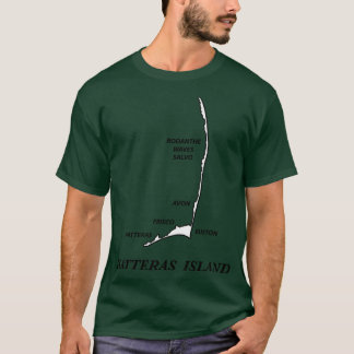 T-SHIRT CARTE DE L'ÎLE HATTERAS AVEC VILLAGES